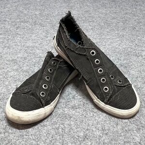 Blowfish Malibu Fruit Slip On Sneakers Dark Gray Distressed Canvas Womens 7